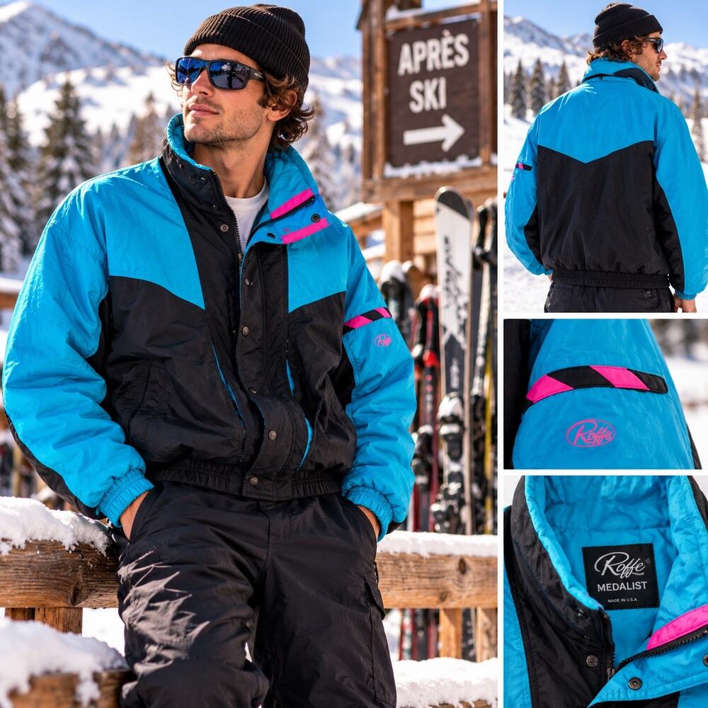 VINTAGE ROFFE MEDALIST MEN’S XL SKI JACKET 80s 90s COLORBLOCK MADE IN USA